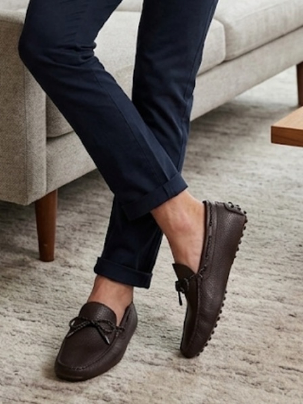 Tod's Brown Pebbled Leather Driving Loafers